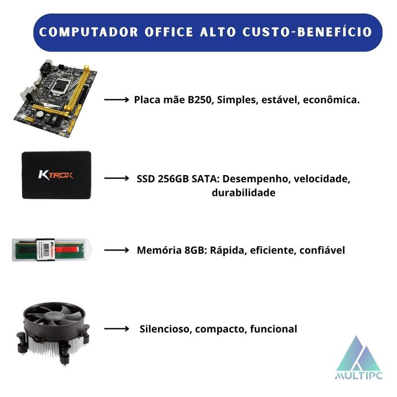 Computador MultiPc Office i3 8ª Gen RAM 8GB SSD 256GB Windows 11